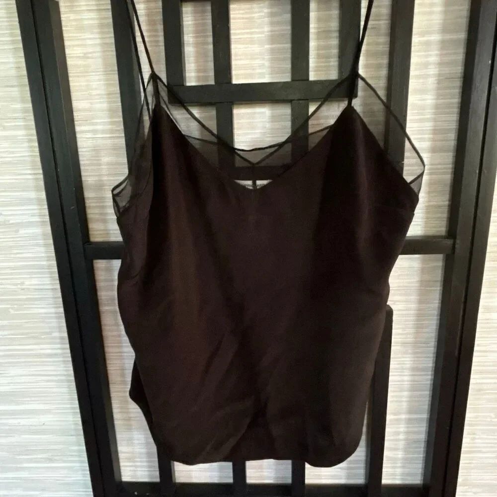 Amanda Uprichard 100% silk black spaghetti strap top Cami size M